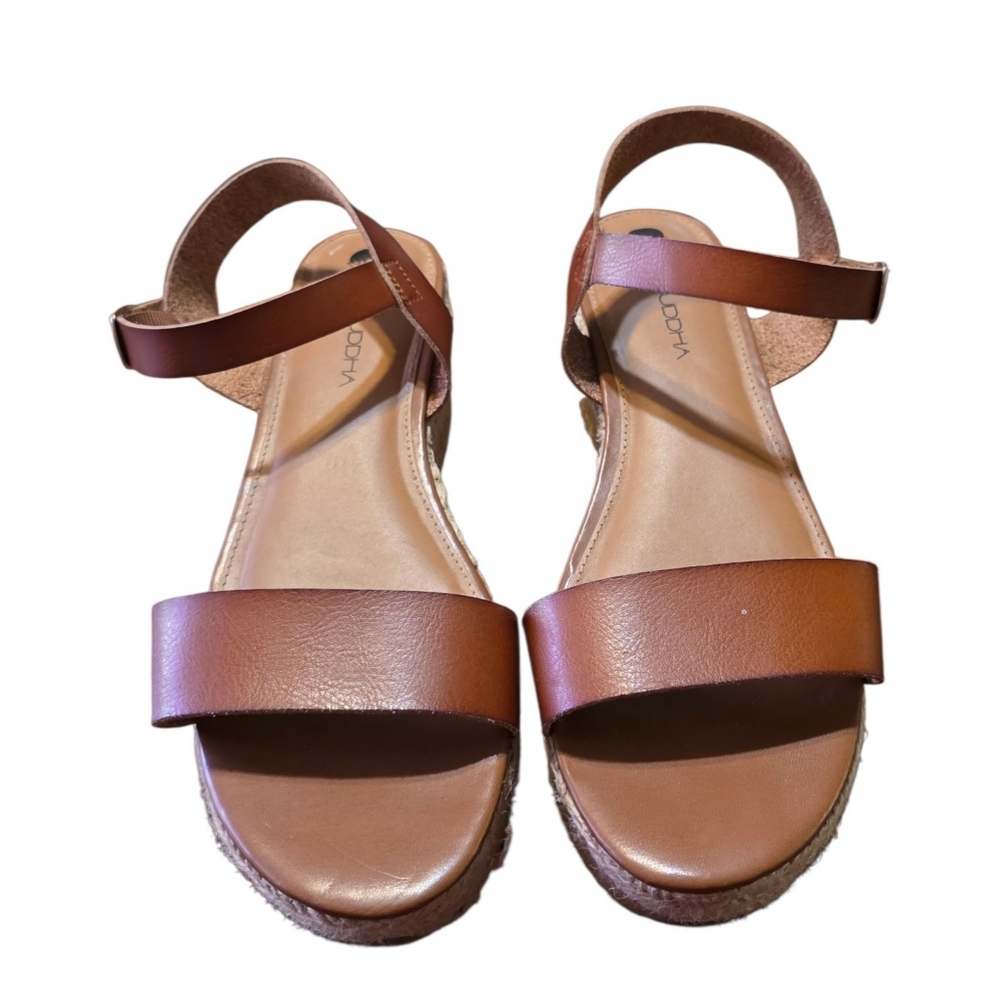 Big Buddha Jute Platform Wedge Espadrille Sandals Cognac Size 9.5 - Picture 3 of 15